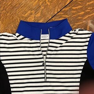 # Chico's XL Striped quarter zip golf top